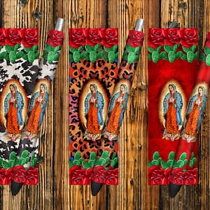Western Lady Of Guadalupe Pen Wraps Png Sublimation Design, Cowhide Leopard Virgin Mary Pen Wraps Png, Mother Mary Pen Wraps Png Descargas