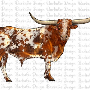 Texas Longhorn Png Sublimation Design, Hand Drawn Texas Longhorn Png, Texas Longhorn Portrait Png, Texas Longhorn Clipart, Digital Download