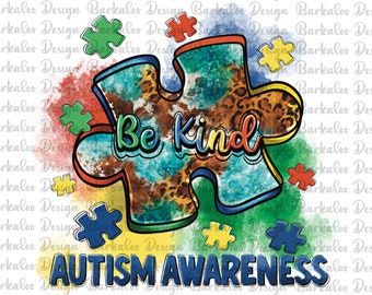 Be Kind Autism Awareness Png Sublimation Design, Be Kind Puzzle Png, Autism Day Png, Western Be Kind Autism Puzzle Png, Digital Download