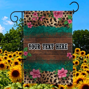 Personalized Custom Floral Garden Flag Png Sublimation Design, Western Leopard Floral Garden Flag Png, Garden Flag Png, Digital Download