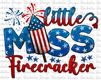 Little Miss Firecracker Png Sublimation Design, 4th Of July Png, American Flag Little Miss America Png, Independence Day Png Downloads