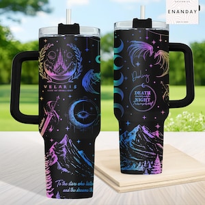Velaris City Of Starlight Becher 40 Unzen, The Night Court Design Becher, Fantasy Buch Liebhaber Laser gravierter Becher, Geschenke für Bücherliebhaber