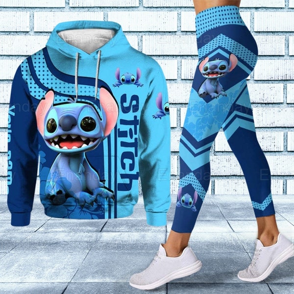 Sweat à capuche Stitch, Leggings Stitch Femmes, Sweat à capuche Stitch personnalisé, Sweat à capuche Disney, Sweat à capuche dessin animé, Leggings pour femmes, Pantalons de yoga, Cadeaux pour femmes