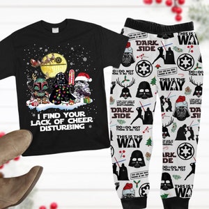 Star Wars Christmas Pajamas, Darth Vader Stormtrooper Boba Fett Xmas Tee, Disneyland Holiday Gift, Star Wars Pj Set, Pjs Christmas