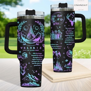 Vaso Velaris Starlight de 40 oz, vaso ACOTAR, regalo de Velaris, regalo para amantes de los libros, vasos térmicos, productos de Velaris
