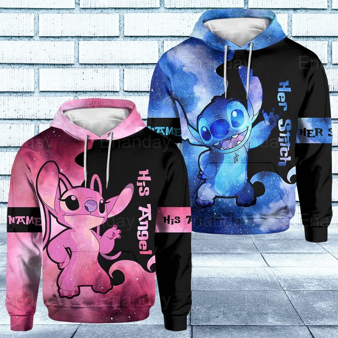 Stitch Angel Hoodie, Custom Couple Hoodie, His Angel Her Stitch Hoodie,  Disney Stitch Merchandise, Valentines Day Gift for Couple Lover
