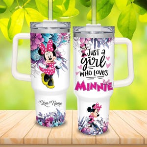 Just A Girl Loves Minnie Tumbler, Custom Minnie Tumbler 40oz, Minnie Mouse Tumbler, Personalized Tumbler 40oz, Stainless Steel Tumbler