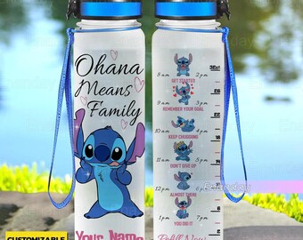 Hawaii Lilo Stitch Angel Disney Graphic Cartoon 32oz Water Tracker Bottle -  Jolly Family Gifts