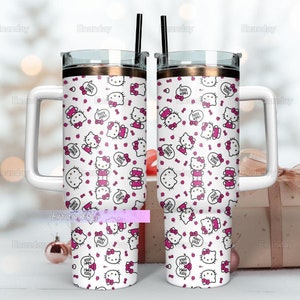Hello Kitty-beker van 40 oz, Cat Kitty-beker, schattige kattenbeker, cartoon kattenbeker, roestvrijstalen beker, Hello Kitty cadeau voor vrouwen