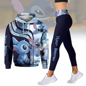 Halloween Custom Stitch Hoodie, Stitch Yoga Leggings, Cute Cartoon Movie Hoodie, Workout Leggings, Stitch Lover Gift, Lilo And Stitch