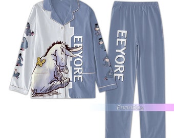 Eeyore Pajamas Set, Winnie The Pooh Pajamas, Disney Eeyore Pajamas, Eeyore Women Pajamas, Winnie The Pooh Gift, Cute Cartoon Pajamas