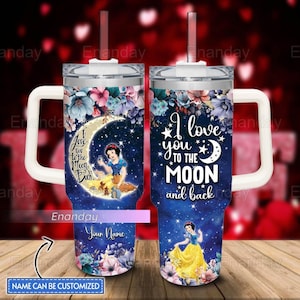 Personalized Snow White Tumbler 40oz, Cute Cartoon Movie Characters Tumbler, Custom Disney Princess Tumbler, Stainless Steel Tumbler