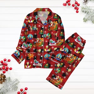 The Simpsons Family Pajamas Set, Simpsons Movie Characters Holiday Pajamas, Funny Cartoon Xmas Matching Pajamas Set, Funny Pyjamas