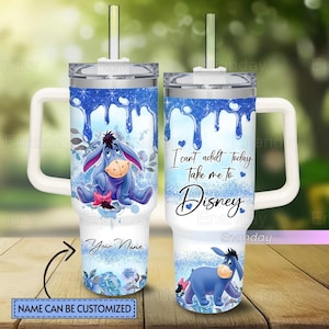 Halloween Winnie The Pooh Eeyore Becher, kundenspezifische Disney Eselbecher, Edelstahlbecher, Eeyore-Liebhaber-Geschenk, Becher mit Stroh