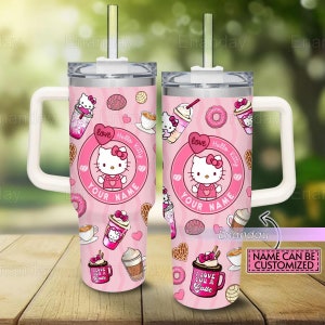 Hello Kitty Tumbler 40oz, Custom Hello Kitty Gifts for Women Girls, Stanley Hello Kitty Cup, Cartoon Stanley Tumbler, Hello Kitty Stuff