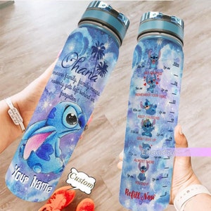 Stitch Water Tracker Bottle, Custom Stitch Water Bottle, Stitch Motivational Bottle, Stitch Drink Bottle, Stitch Fitness Bottle