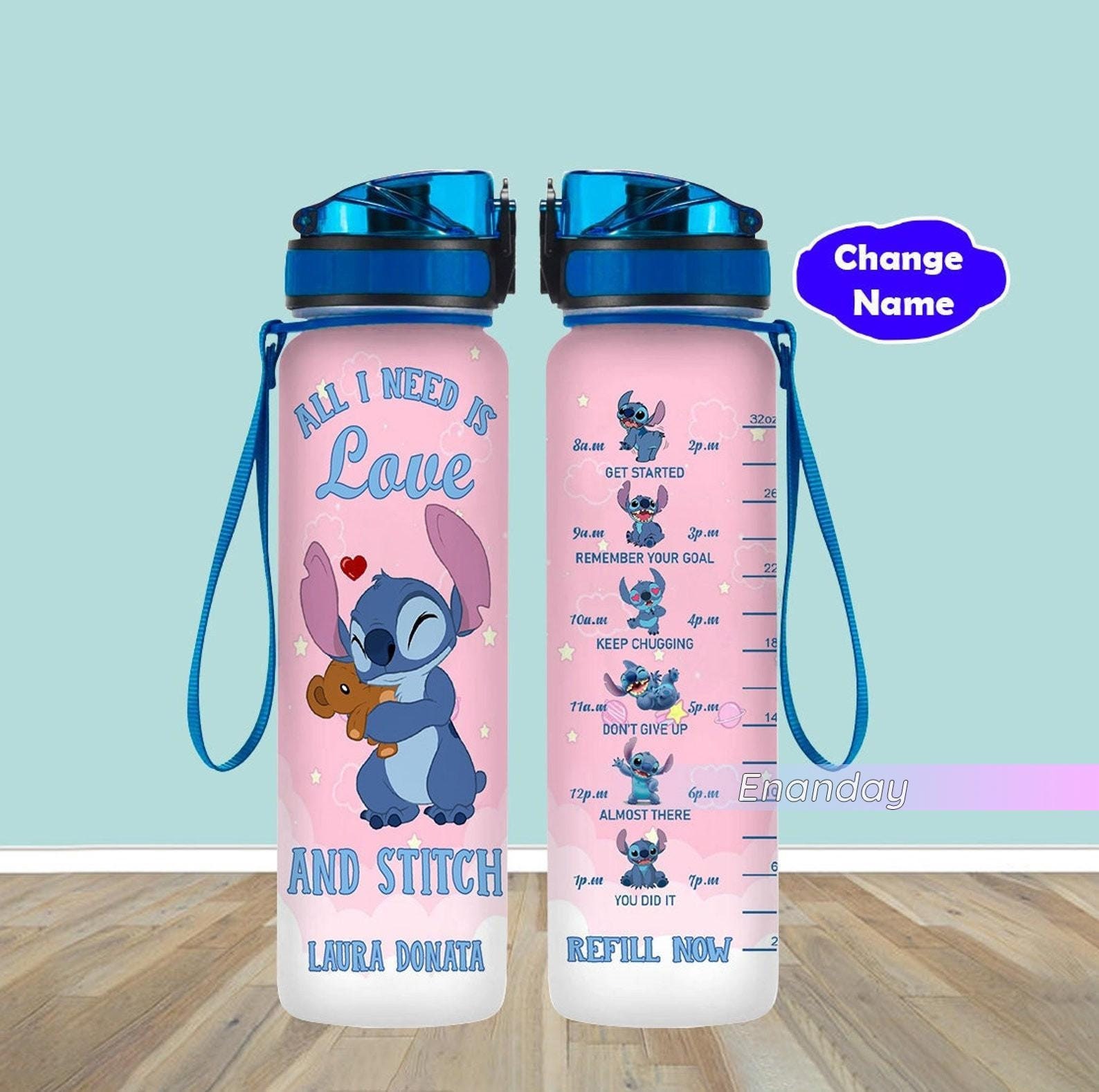 Bottiglia d'acqua Stitch, bottiglia Stitch personalizzata, bottiglia  motivazionale per il monitoraggio dell'acqua, bottiglia da allenamento  Stitch, regali Stitch, bottiglia Stitch -  Italia