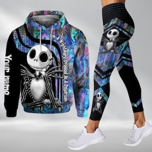 Halloween Custom Jack Skellington Hoodie Nightmare Before Christmas Hoodie Skellington Leggings Halloween Movie Shirt Yoga Pants Etsy