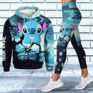 Sudadera con capucha de Stitch, sudadera con capucha de Stitch personalizada, leggings de Stitch, leggings de yoga de Stitch, sudadera con capucha de dibujos animados, regalos de Disney Stitch, regalos para mujeres