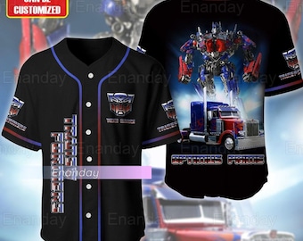 Custom Optimus Prime Jersey Shirt, Transformers Baseball Jersey, Optimus Prime Baseball Shirt, Vintage Robot Jersey, Optimus Prime Gift