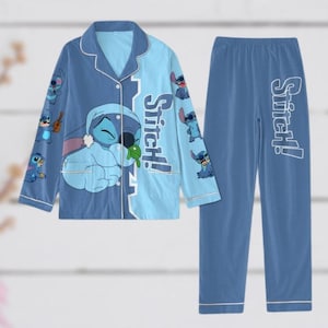 Cute Stitch Pajamas Set, Ohana Means Family Pajamas, Stitch Sleepwear, Lilo And Stitch Womens Pajamas, Disney Cartoon Pjs, Xmas Pajamas