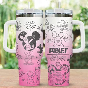 Vaso de 40 oz con diseño de cerdito de Halloween, vaso para crear recuerdos mágicos juntos, vaso de Winnie The Pooh, Pooh y Piglet, lindos regalos de dibujos animados