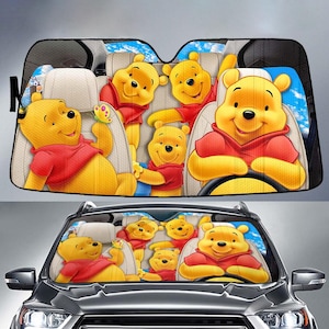 Halloween Pooh autozonnescherm, Winnie The Pooh autozonwering, Pooh autoruit, zonnescherm voor auto, cadeau Pooh minnaar, zonneklep auto