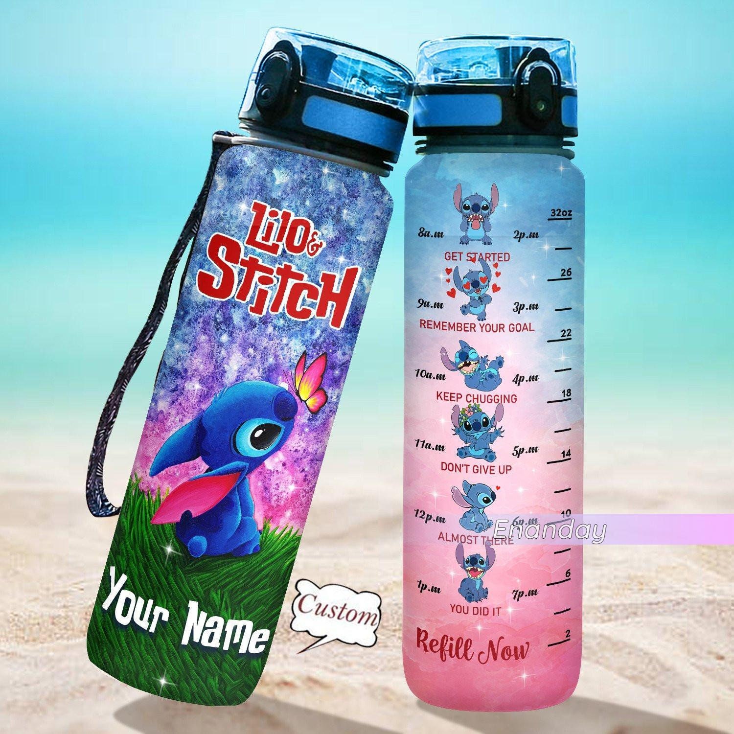 Lilo & Stitch Water Bottle, Custom Stitch Water Tracker Bottle, Disney