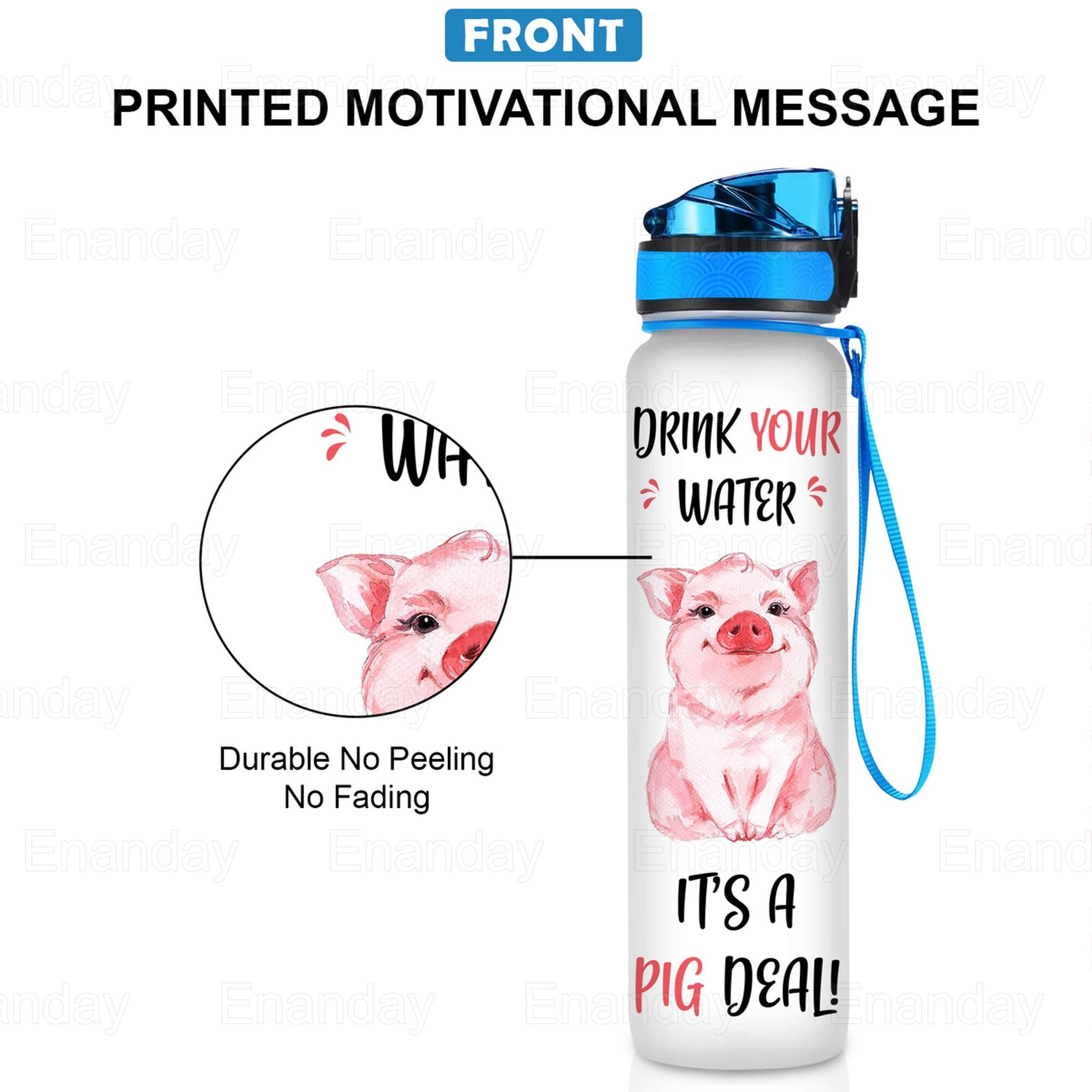 Pig Water Tracker Bottle Cute Pig Water Bottle Farm Water Etsy