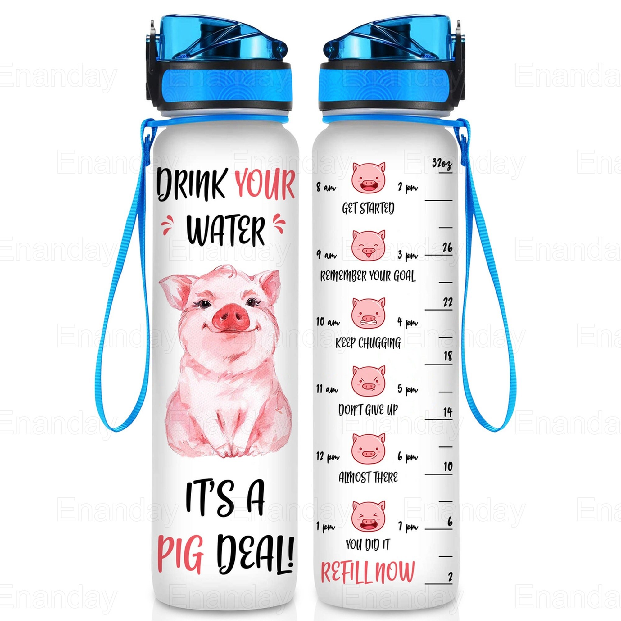Pig Water Tracker Bottle Cute Pig Water Bottle Farm Water Etsy