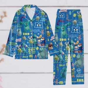 Pijamas navideños de Monsters Inc., pijamas divertidos de Mike Sulley, pijamas navideños de Monsters University, pijamas de películas de Pixar, pijamas de películas de dibujos animados