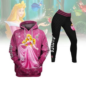 Aurora Hoodie, Disney Aurora Legging, Aurora Princess Hoodie, Princess Gym Leggings, Yoga Pants, Gift For Her, Aurora Gift