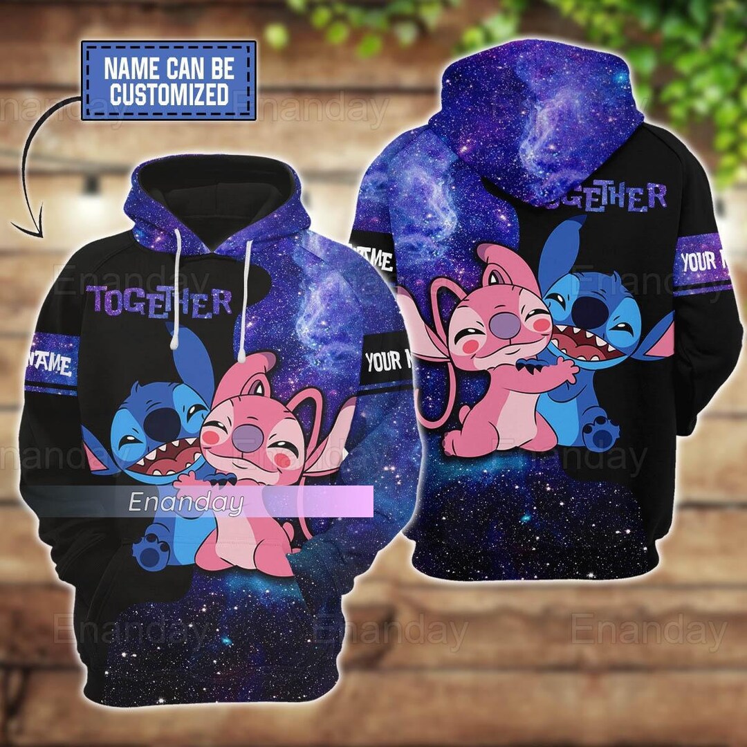 Stitch and Angel Hoodie, Custom Together Hoodie, Stitch Angel