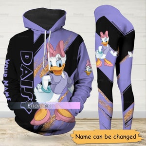 Daisy Duck hoodie, gepersonaliseerde hoodie, Daisy Duck legging, Daisy Duck training legging, yogabroek vrouwen, cadeau voor haar, cadeau voor moeder