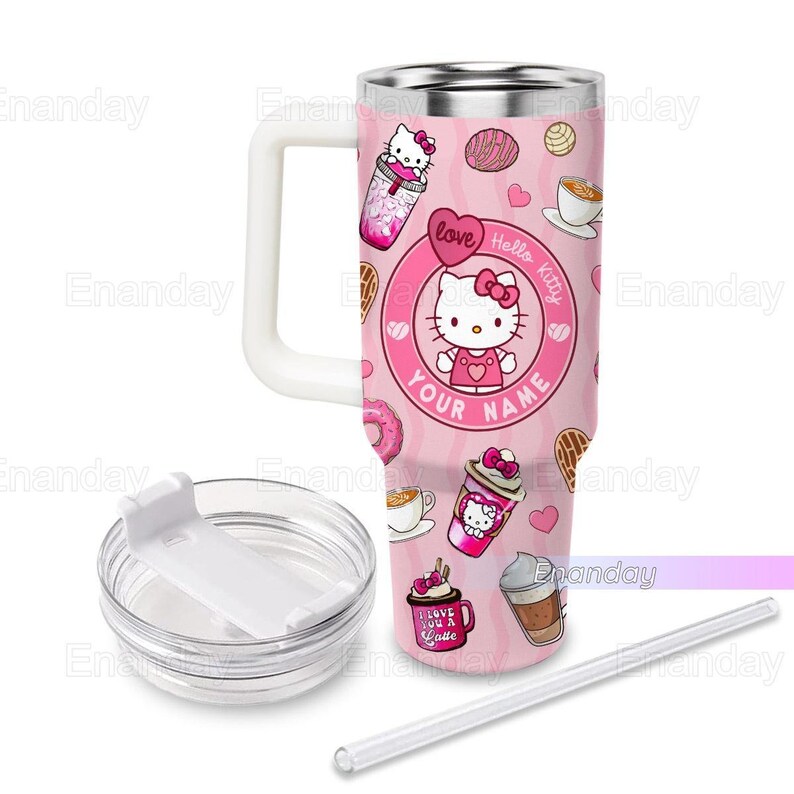 Hello Kitty Tumbler 40oz, Custom Hello Kitty Tumbler, Cute Cat Tumbler