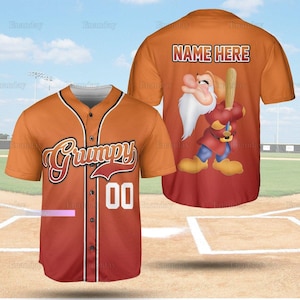 Maglia da baseball Grumpy, maglia Grumpy personalizzata, maglietta da baseball Seven Dwarfs, maglietta Disney Grumpy, maglietta da uomo, regalo per la festa del papà