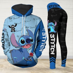 Leggings con capucha de Stitch, sudadera con capucha de la película Disney, sudadera con capucha de Stitch Ohana, leggings de Stitch, sudadera con capucha de dibujos animados, atuendo de Lilo y Stitch para mujer, regalo de San Valentín