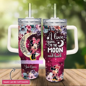 Copo Minnie Mouse 40oz, Copo Minnie personalizado, Copo com personagens fofos de filmes de desenho animado, Presente para amante da Minnie, Copo de aço inoxidável