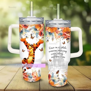 Vaso de 40 oz de Halloween Tigger, tazas de Winnie The Pooh, regalo para amantes de Tigger, vaso de acero inoxidable, Pooh y Tigger, lindos regalos de dibujos animados