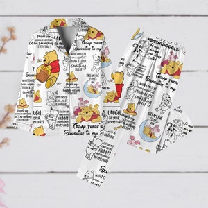 Conjunto de pijama de Winnie The Pooh, pijama de vacaciones de oso Pooh, pijama de Pooh y Piglet, pijama de manga larga de Disney Pooh, pijama de película de dibujos animados lindos