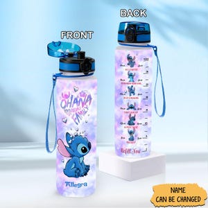 Personalized Stitch Water Bottle for Girls 32Oz, Stitch Gifts for Women, Disney Water Bottle for Adults, Stitch Motivational Water Bottle