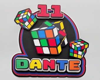 Adorno para tarta de cubo de Rubik personalizado/Decoración de cumpleaños en capas