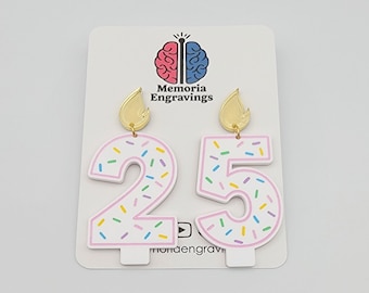 Birthday Candle Earrings | Birthday Girl  | Birthday Earrings | Custom Birthday Candle  Earrings | Birthday Gift Earrings | 21st Birthday