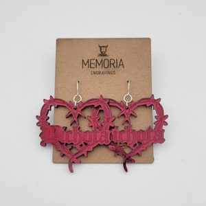 Karol G Dark Red Earrings, Red Mirrored Acrylic Bichota Earrings