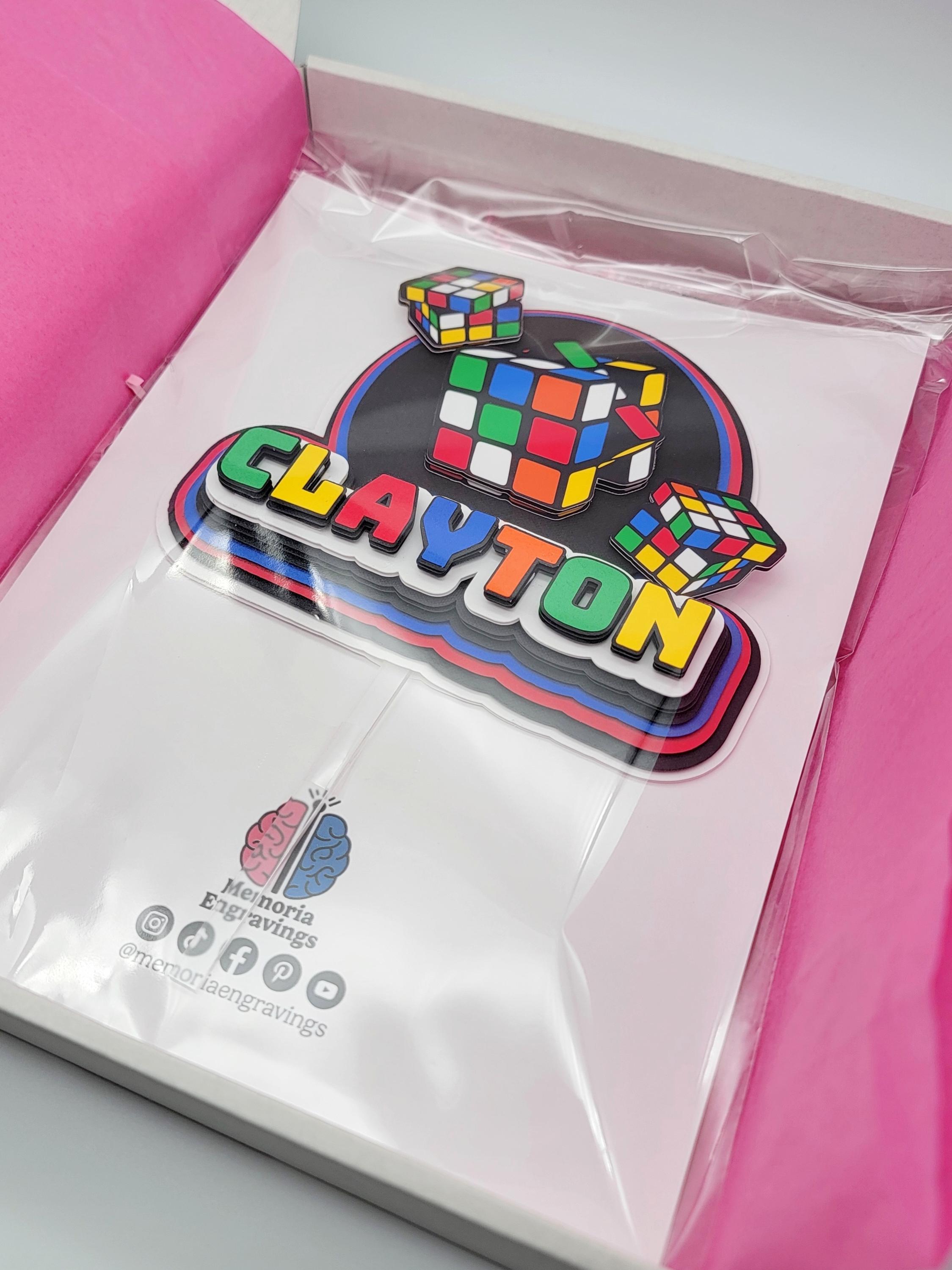 Adorno personalizado para tarta con forma de cubo de Rubik / Adorno  personalizado para tarta con forma de cubo de Rubik / Decoración de  cumpleaños personalizada en capas / Fiesta temática del, image size:2249x3000