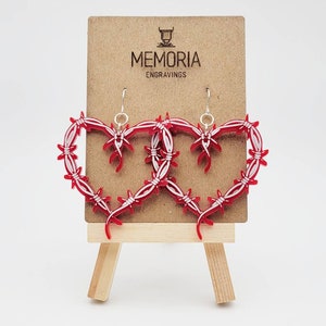 Red and White Karol G Tattoo Heart, Karol G Inspired Earrings
