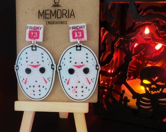 Friday The 13th Jason VoorHees Earrings, Horror Earrings, Halloween Earrings, Spooky Earrings