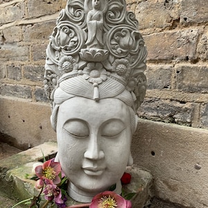 Beautifully Detailed Kwan Yin Head Statue, For The Home Or Garden. From Sius