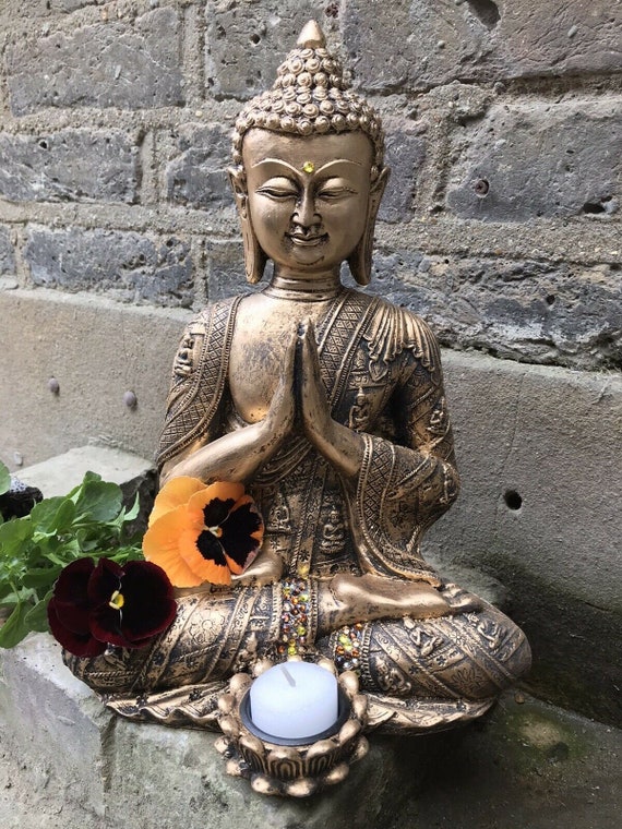 Beautifully Detailed Buddhas T/lit Statue, Adorned In Swarovski Crystal Elements