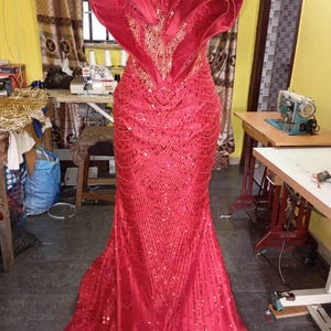 Red bridal dresswedding dressMermaid Dress, African party dressAfrican Fashionowambe dress,luxury dress Aline dress,prom dress, Wedding dres